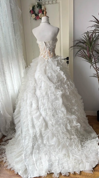 Cute Sweet 16 Dress Long Strapless White With Tiered Layers Ball Gown Sweet Sixteen Party Birthday Dresses RC0602