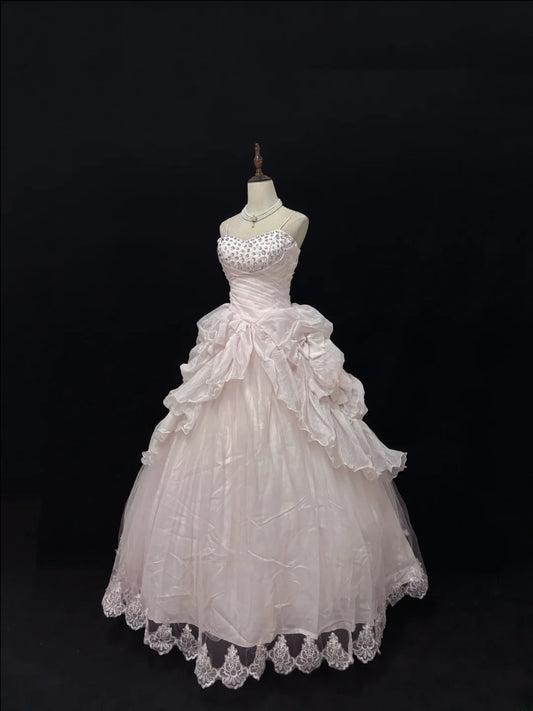 Ethereal Prom Dress Ball Gowns Straps Tulle Poofy Basque Waist Long With Beading Quince Dress inspo Quinceanera Dresses Vestidos De 15 anos RB7722