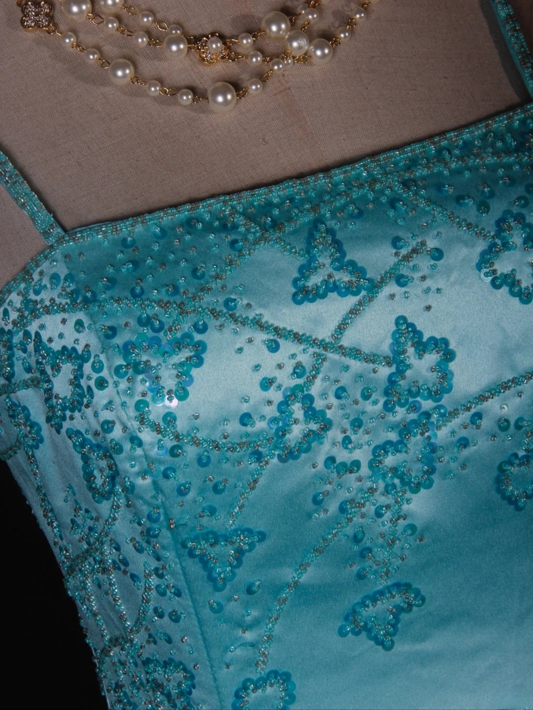 Vintage Meerjungfrauen-Abendkleid mit Spaghettiträgern, Satin mit Perlenbesatz, tiffanyblau, langes Ballkleid, beeindruckendes Outfit zum 18. Geburtstag, Ballkleid AS279