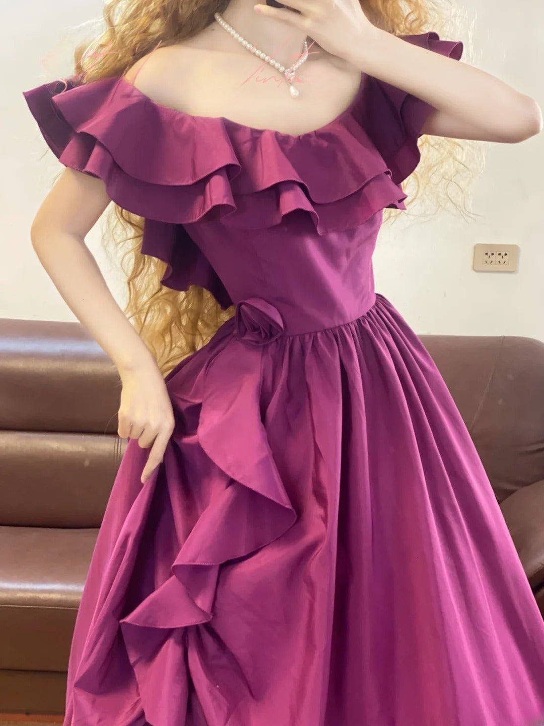 Prom Dress Elegant Ball Gown Bateau Fuchsia Satin Floor Length Formal Evening Gown for Women Graduation Party RB9333