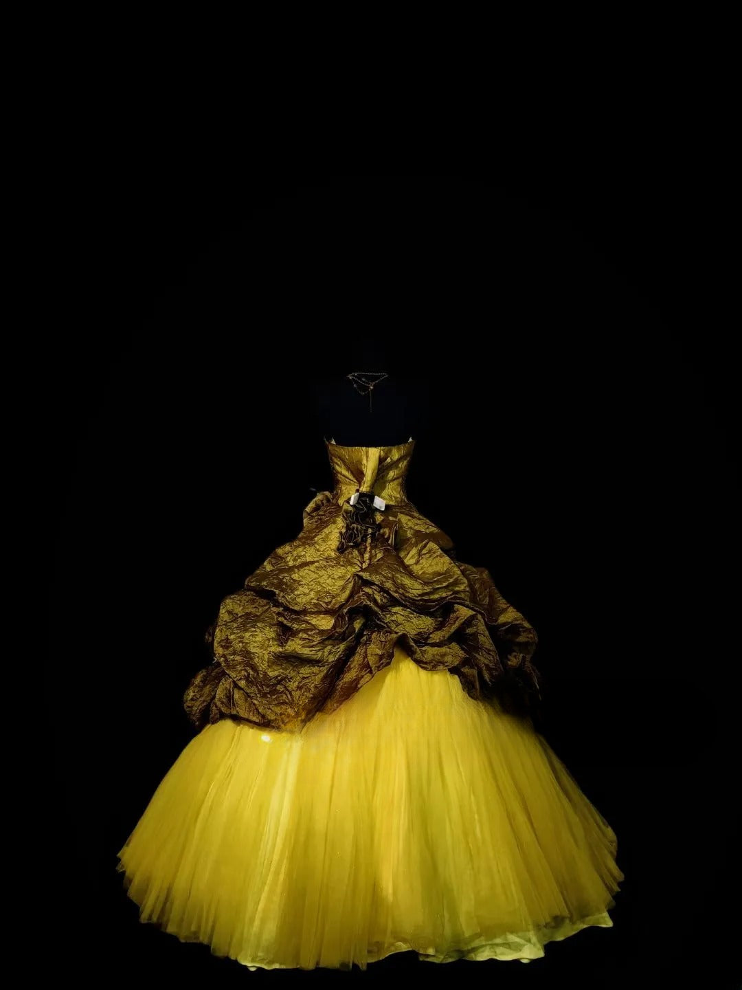 Gothic Sweet 16 Ball Gown,Yellow Tiered Layers Tulle Long Sweet Sixteen Formal Dress RC0003