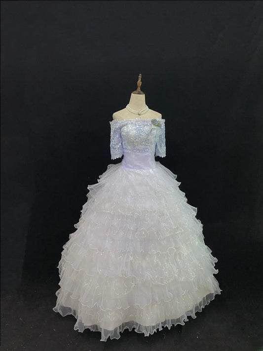 Princess Ball Gowns Off The Shoulder Lilac Tulle Poofy Long With Tiered Layers Quince Dress inspo Quinceanera Dresses Vestidos De 16 anos RB7742