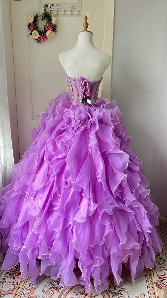Sweet 15 Quinceanera Dress Ball Gown Sweetheart Lilac With Layers Appliques Long 16th Birthday Outfits RC0630