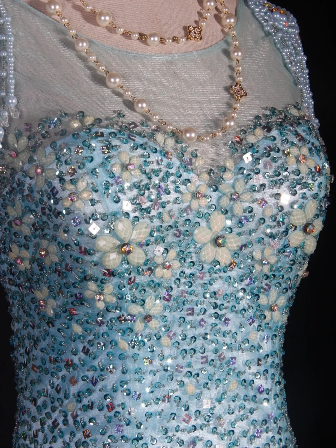 Vintage Mermaid 80s Boat Blue Tulle With Beads Long Prom Dresses Impress 20th Birthday Outfit Formal Gowns AS295