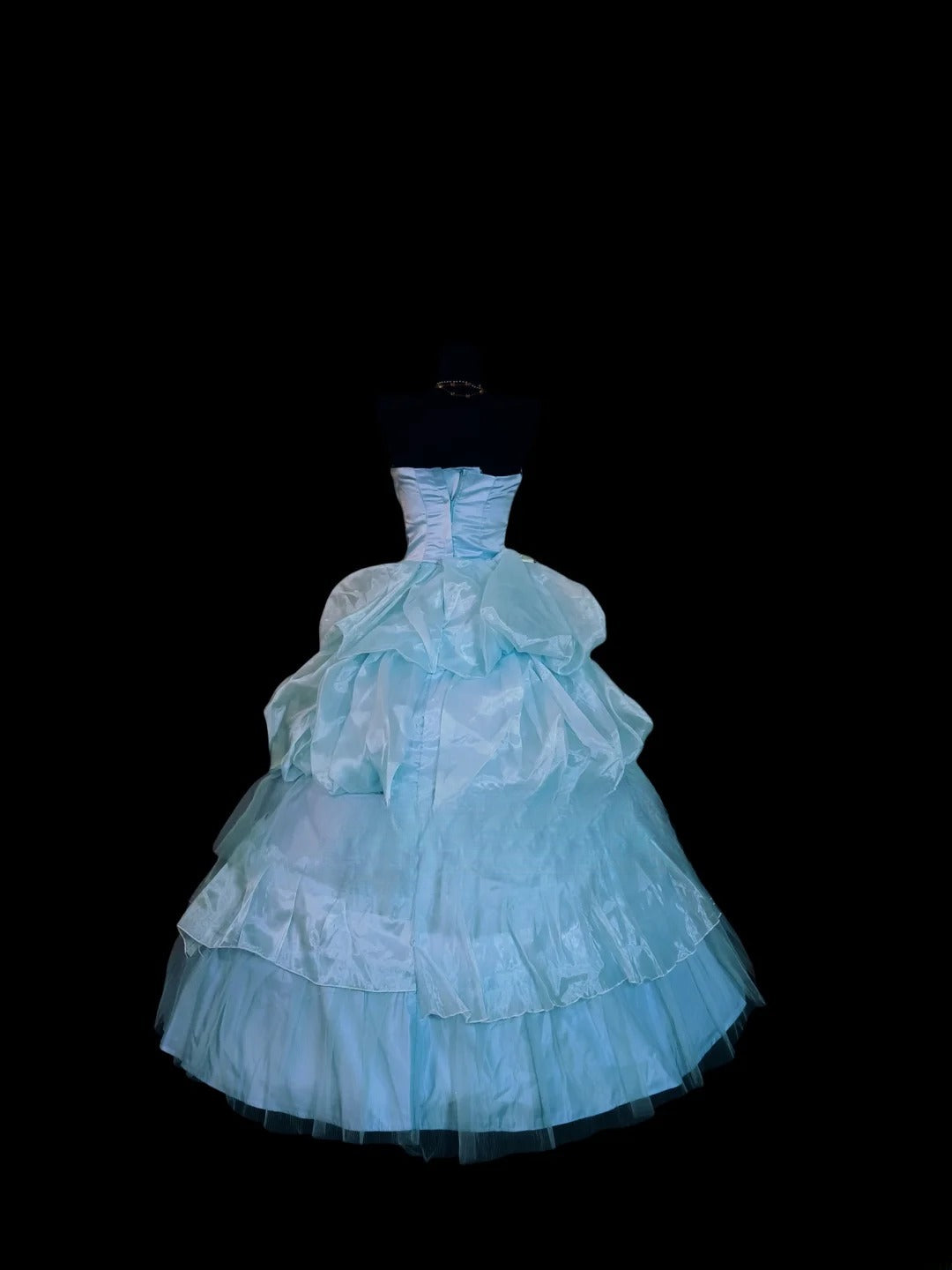 Sweet 16 Dress Light Blue Satin Tulle Strapless Ball Gown Sweet Sixteen Dress RC0008