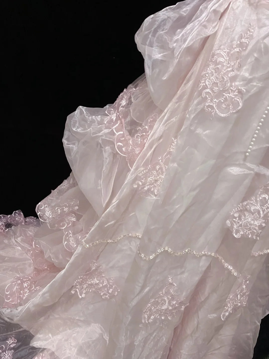 Sweet Ball Gowns Strapless Light Pink Tulle Poofy Long With Appliqued Sleeveless Quince Dress inspo Quinceanera Dresses Vestidos De 16 anos RB7761