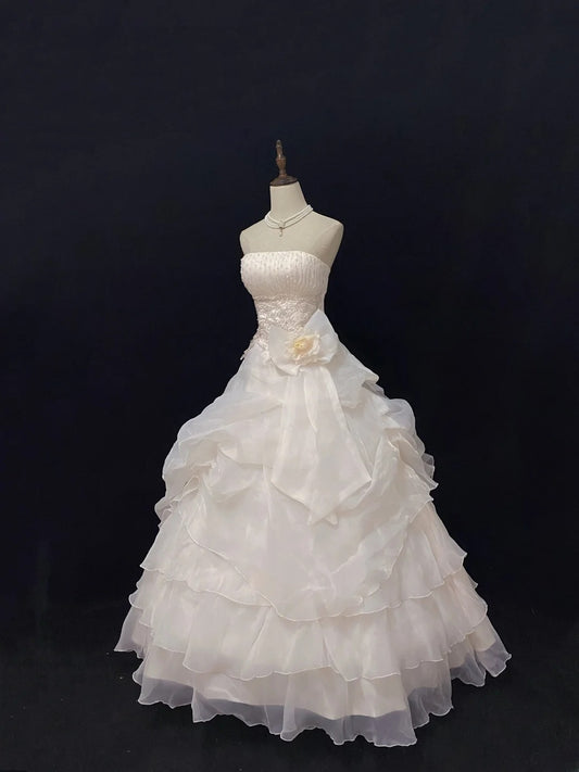 Sweet Ball Gowns Strapless Light Pink Poofy Long With Lace Beading Quince Dress inspo Quinceanera Dresses Vestidos De 16 anos RB7767