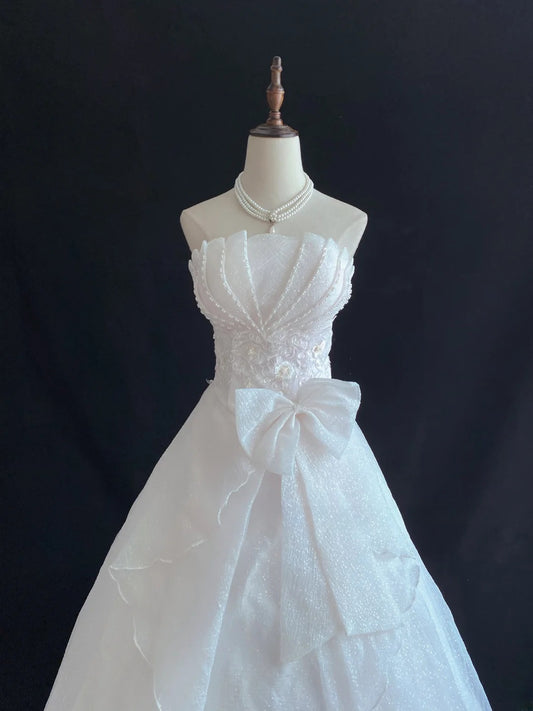 Sweet Ball Gowns Strapless White Poofy Long With Pearls Quince Dress inspo Quinceanera Dresses Vestidos De 16 anos RB7774