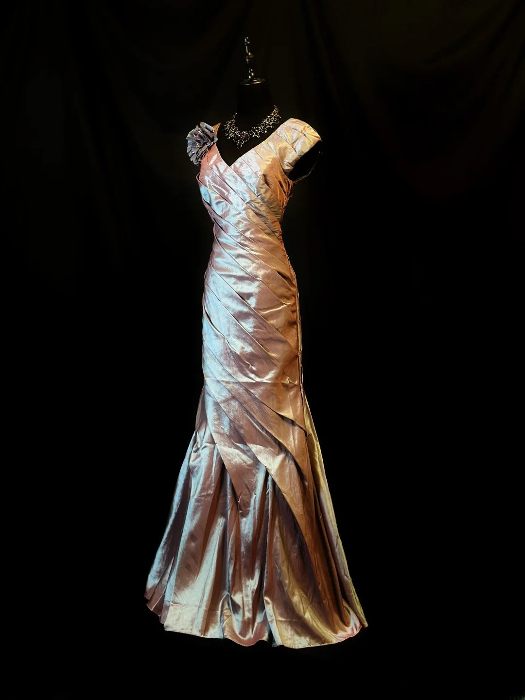 Vintage 80s Prom Dresses Mermaid V Neckline With Ruffled Party Gown Formal Outfits RB6161