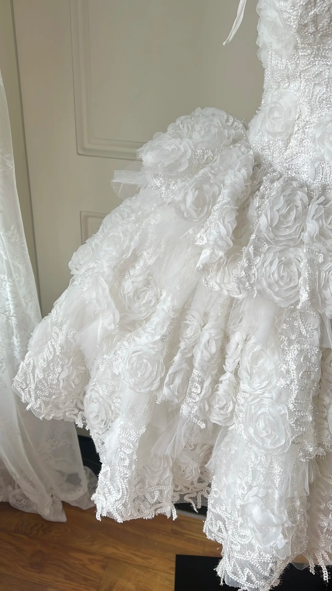 Hoco Dress Ball Gown Strapless White Short Floral Homecoming 17th Birthday Party Dress RC0661