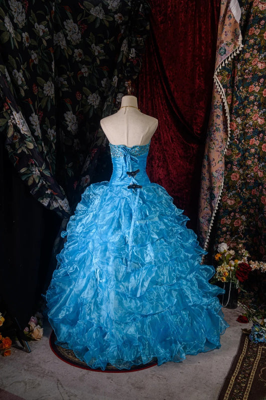 Vintage Ball Gown Formal Events Sweetheart Blue With Tiered Layers Quince Dress Quinceanera Dresses Birthday Outfits RB8564
