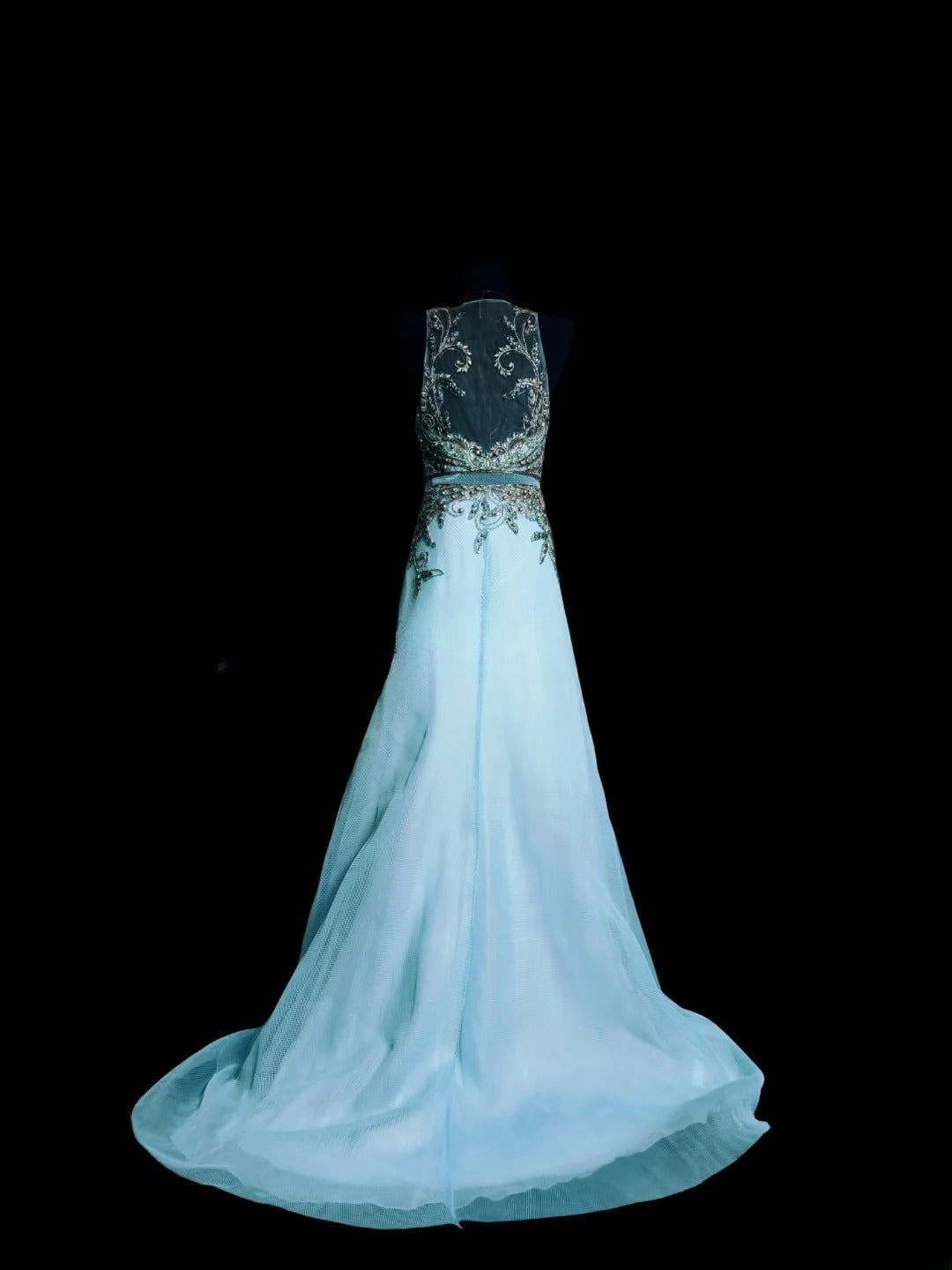 Blue Prom Dress Inspo A Line Scoop With Beading Chiffon Modest Long Formal Party Gown RC0049