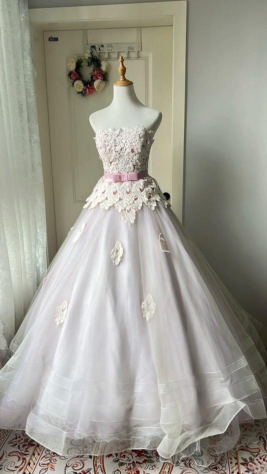 Pretty Sweet 16 Dress Long Strapless Lilac With Lace Ball Gown Sweet Sixteen Party Birthday Dresses RC0668