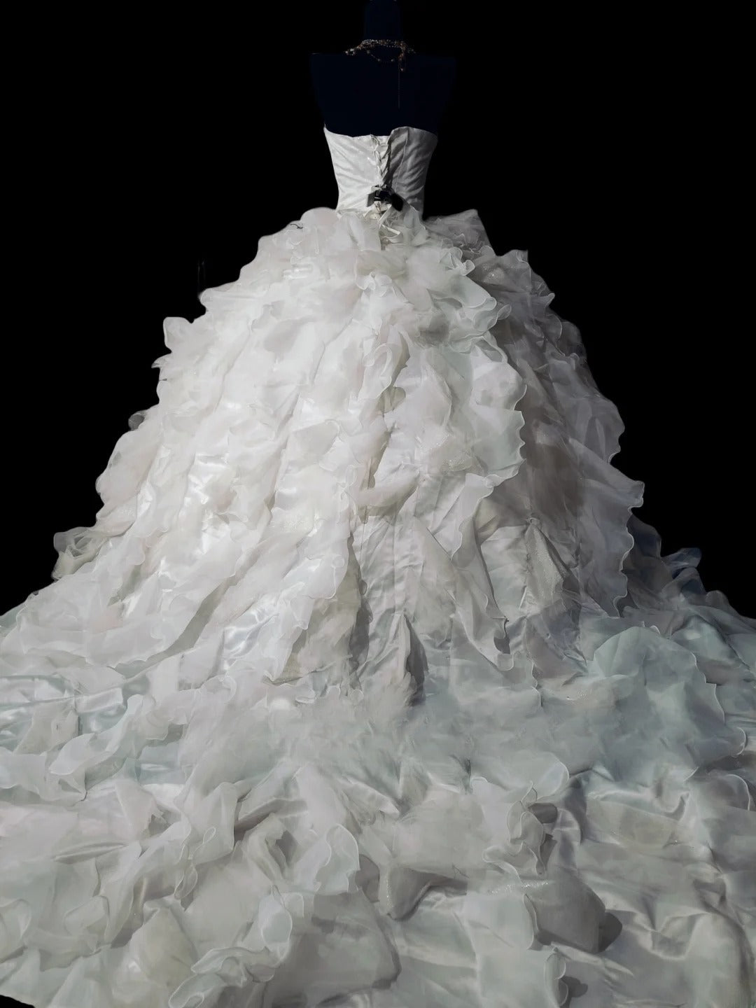 White Tiered Layers Strapless Sequin Sweet 16 Dress Ball Gown Sweet Sixteen Dress RC0054