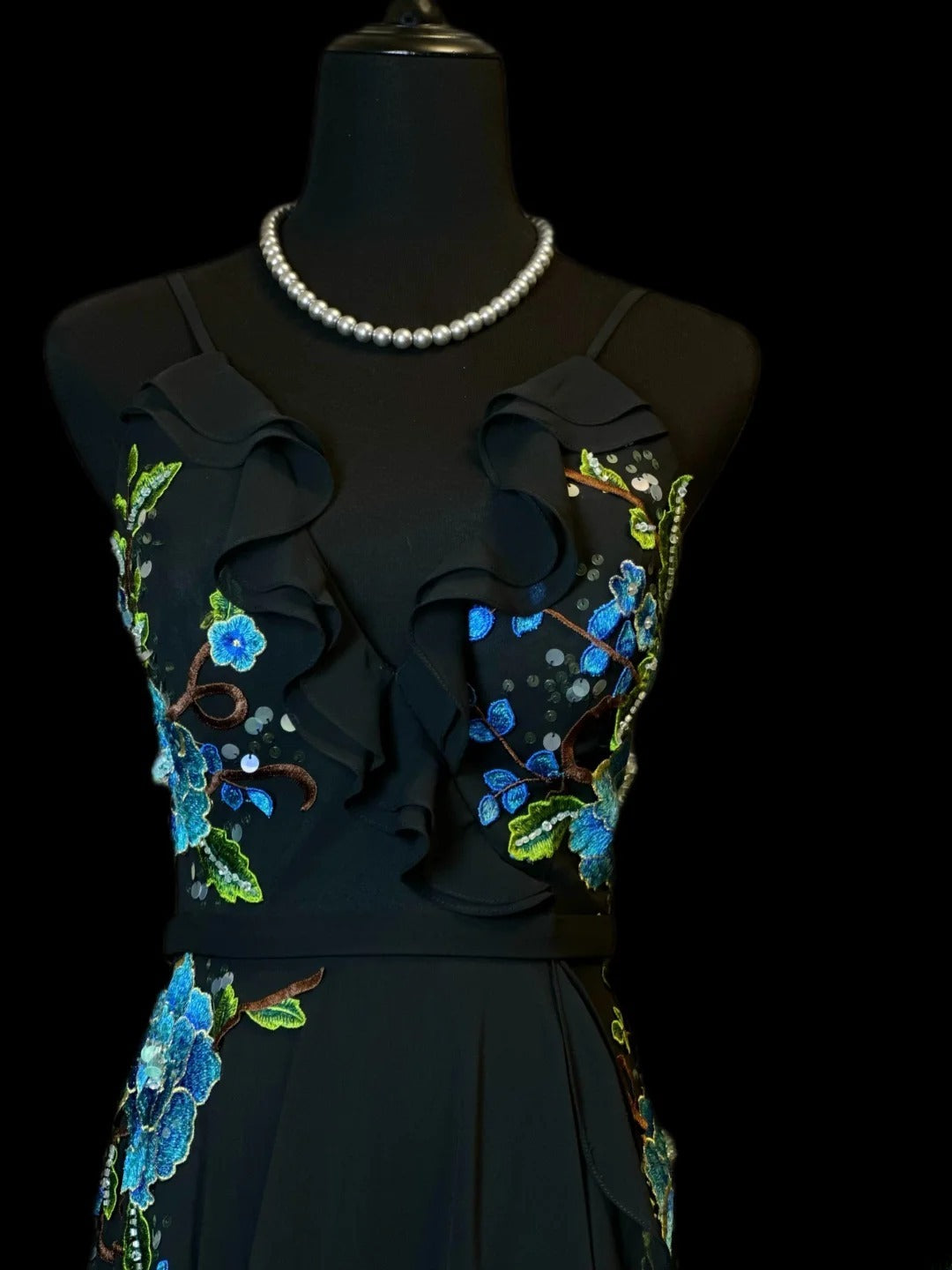 Vintage Prom Dresses A line Spaghetti Strap Navy Blue With Appliqued 1950s Retro Classy Long Party Formal Outfits RB6178