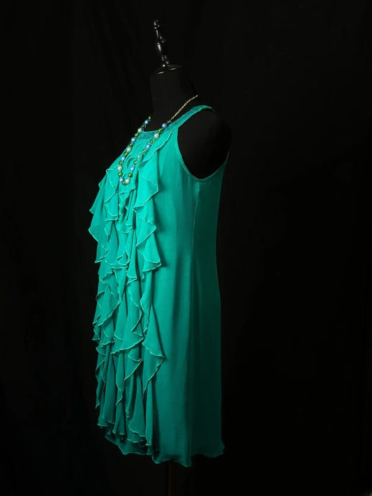 Casual Women's Elegant A line Scoop Green Chiffon Party Dress Middle School Semi Formal Hoco Dresses RB6183