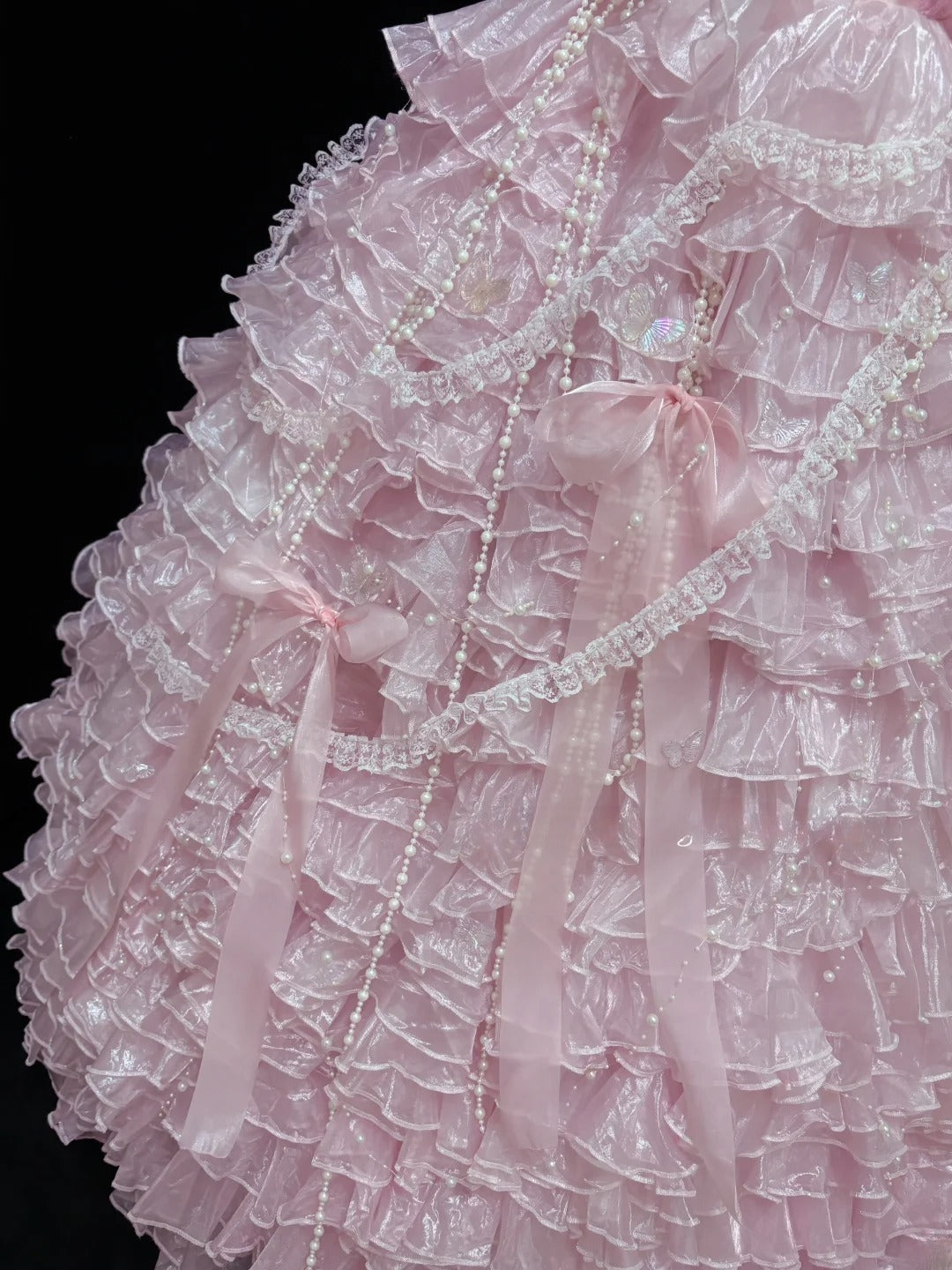 Luxury Pink Ball Gown Strapless Poofy Long With Ruffled Tiered Lace Quince Dress inspo Quinceanera Dresses Sweet 15 16 Outfits RB7807