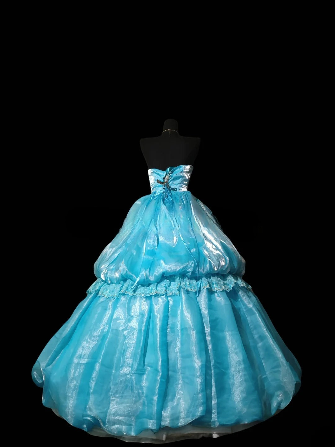 Charming Ball Gown Sweetheart Blue Oraganza Quinceanera Dresses With Tiered For Sweet 15 Anos Celebration Birthday Formal Gown RB8814