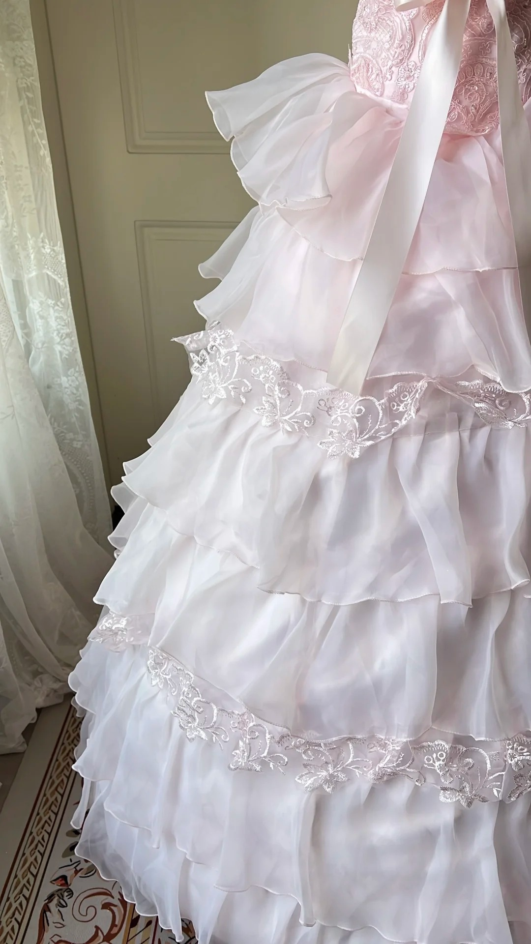 Sweet 15 Quinceanera Dresses Ball Gown Strapless Pink With Tiered Layers Long 16th Birthday Dress RC0688