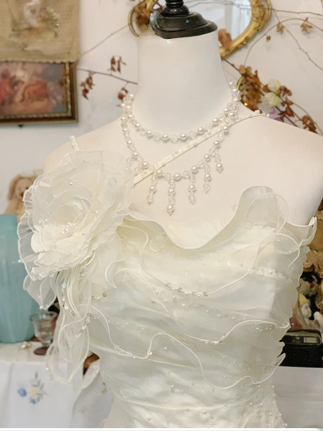 Elegant Wedding Dress Classic White Mermaid One Shoulder With Tiered Layers Bridal Gown for Big Day RB9404