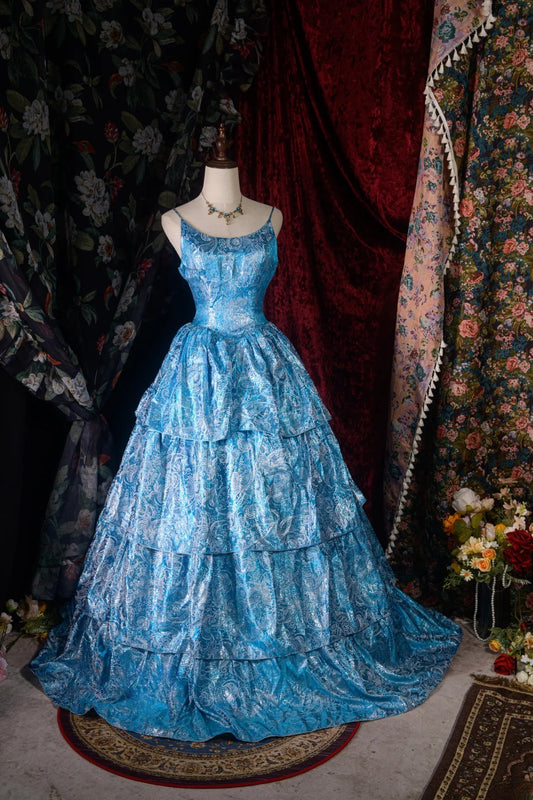 Elegant Ball Gown Spaghetti Straps Blue Quinceanera Dress Sweet 15 15 Anos Quinceañera Dresses For Pageant RB8585
