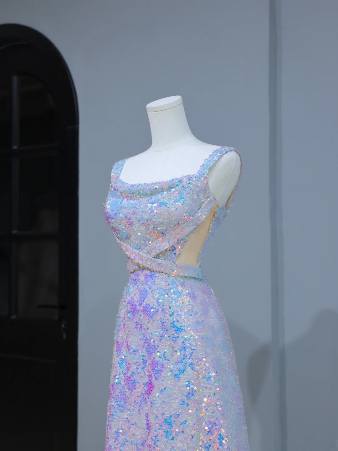 Robe de bal élégante et esthétique, coupe trapèze, col carré, sequins, longue, style inspirant, corset ajusté, robe de soirée longue et formelle AS400