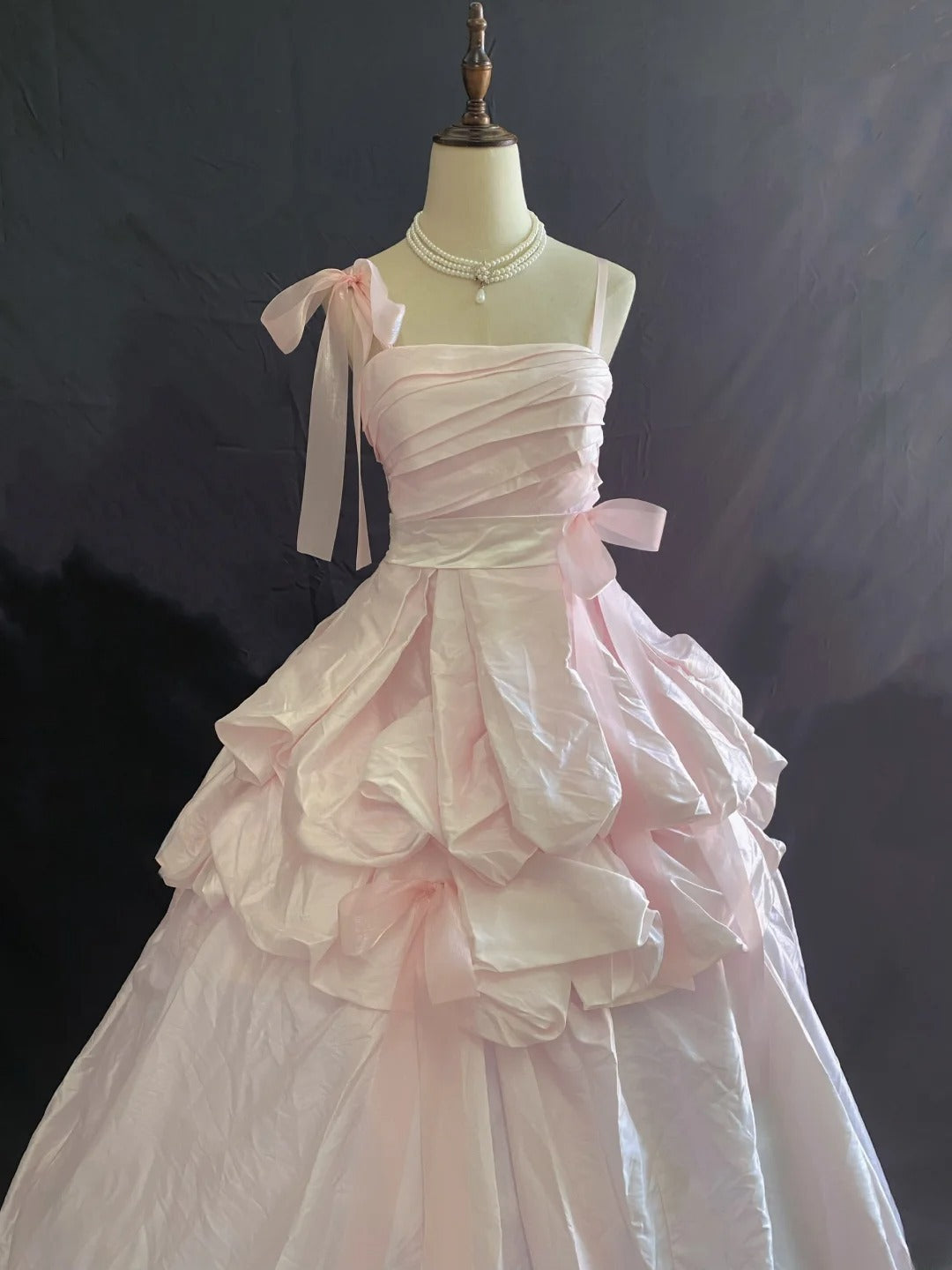 Princess Vibes Ball Gown Spaghetti Strap Pink Taffeta Long With Ruffled Tiered Quince Dress inspo Quinceanera Dresses Sweet 16 Outfit RB7884