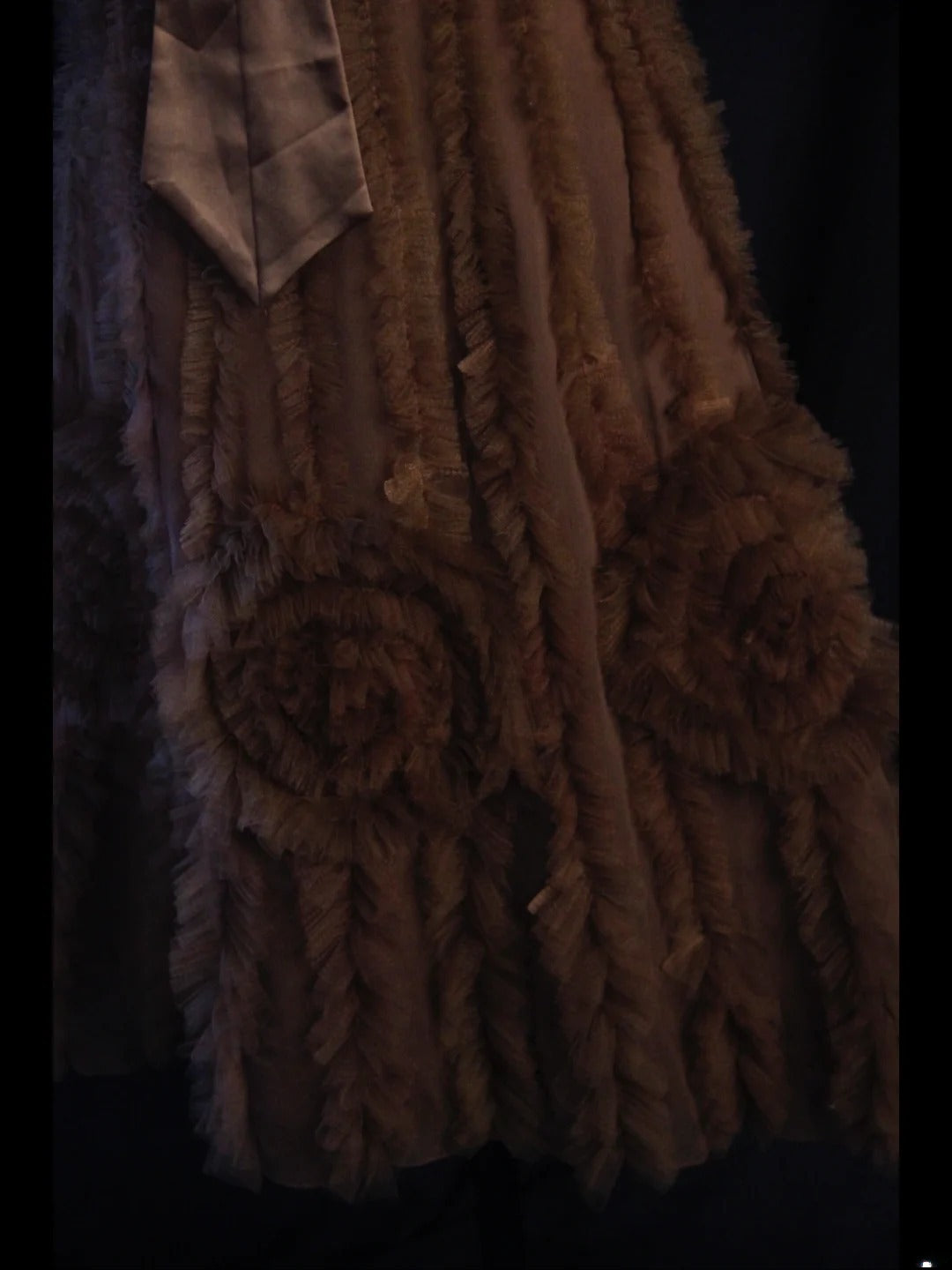 Vintage A-Linien-Kleid mit Spaghettiträgern, braunem Tüll und Spitze, ideal für den 18. Geburtstag, den Abschlussball oder als Cocktailkleid (AS445)