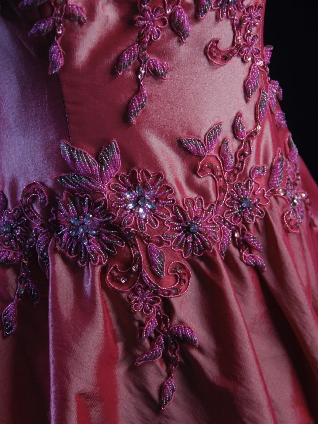 Robe de bal rétro années 80, bustier en satin rose orné de perles, longue, inspiration pour une tenue de 22e anniversaire, robe de soirée AS476