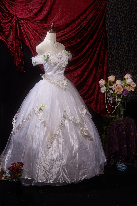Pretty Ball Gown Off The Shoulder White Tulle Quinceanera Dresses For Sweet 15 15 Anos Gown Formal Outfits RB8634