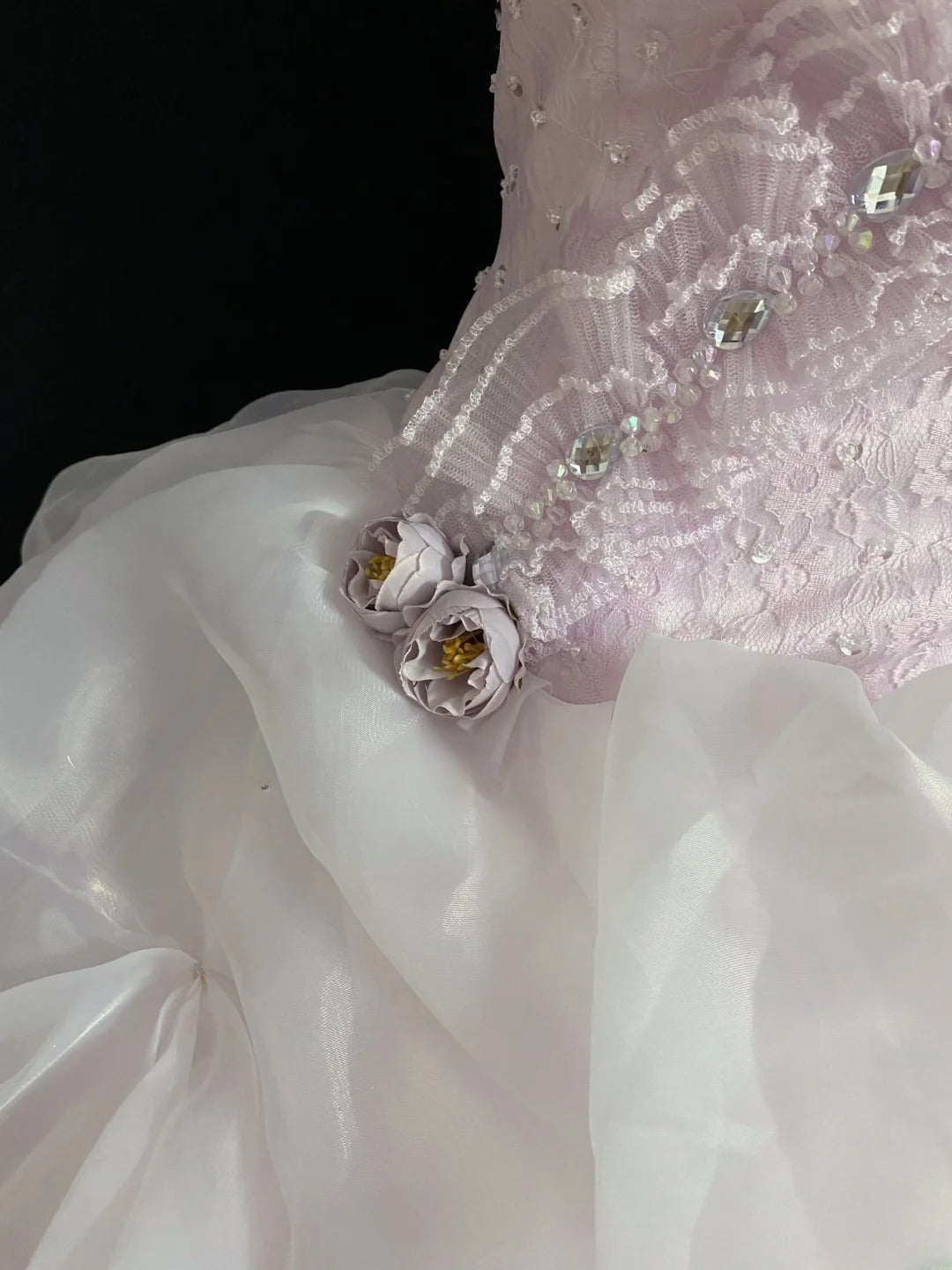 Princesses Fairytale Ball Gown Strapless Lilac With Flowers Tiered Quince Dress Quinceanera Dresses Formal 16th Birthday Outfit RB7950