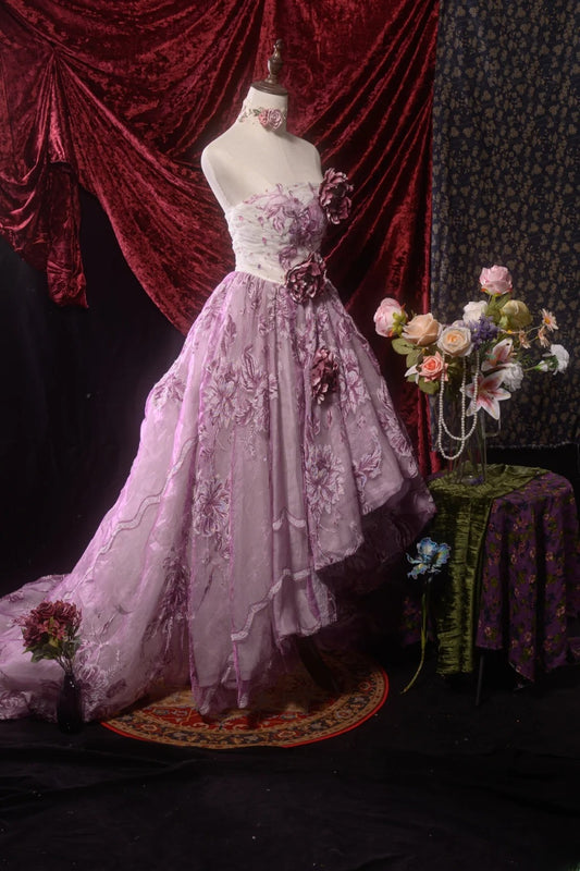 Süßes Ballkleid Flieder Spitze Trägerlos Langes Abschlussballkleid für Sweet 15 15 Anos Kleid Formelle Outfits RB8647