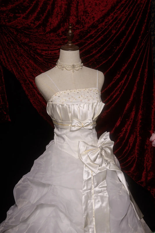 Süßes Ballkleid mit Spaghettiträgern, weißes langes Abschlussballkleid für Sweet 15, Quinceañera-Kleid, festliche Outfits RB8651
