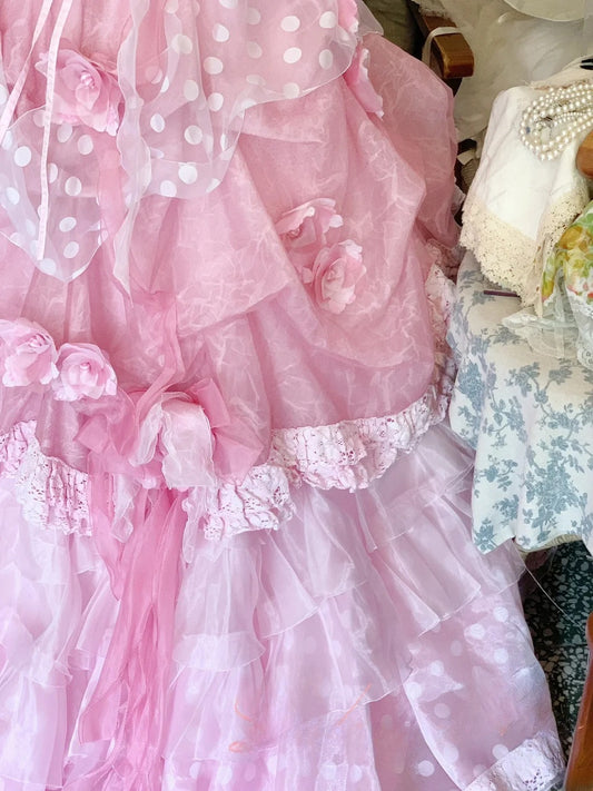 Sweet 16 Dress Ball Gown Halter Pink Floral With Tiered Layers Vestido De 15 Sweet Sixteen Dress RB9601