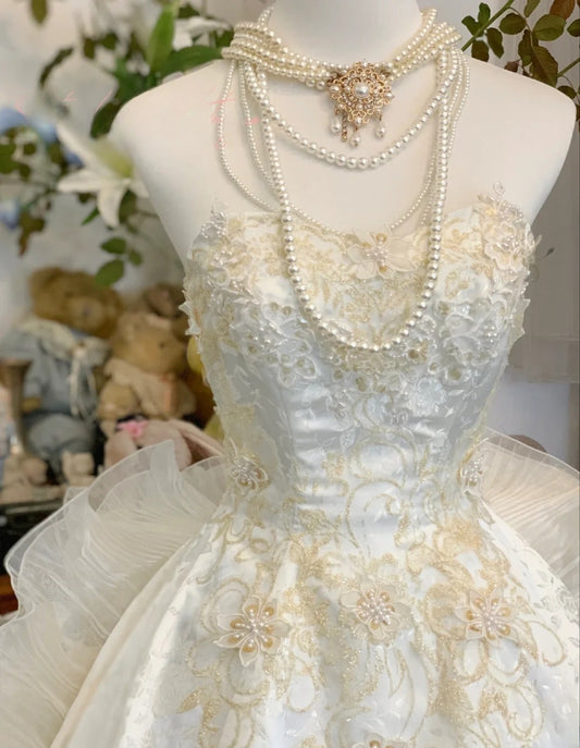 Vintage Wedding Dress Ball Gown Sweetheart With Appliques Bridal Gown for Big Day RB9627