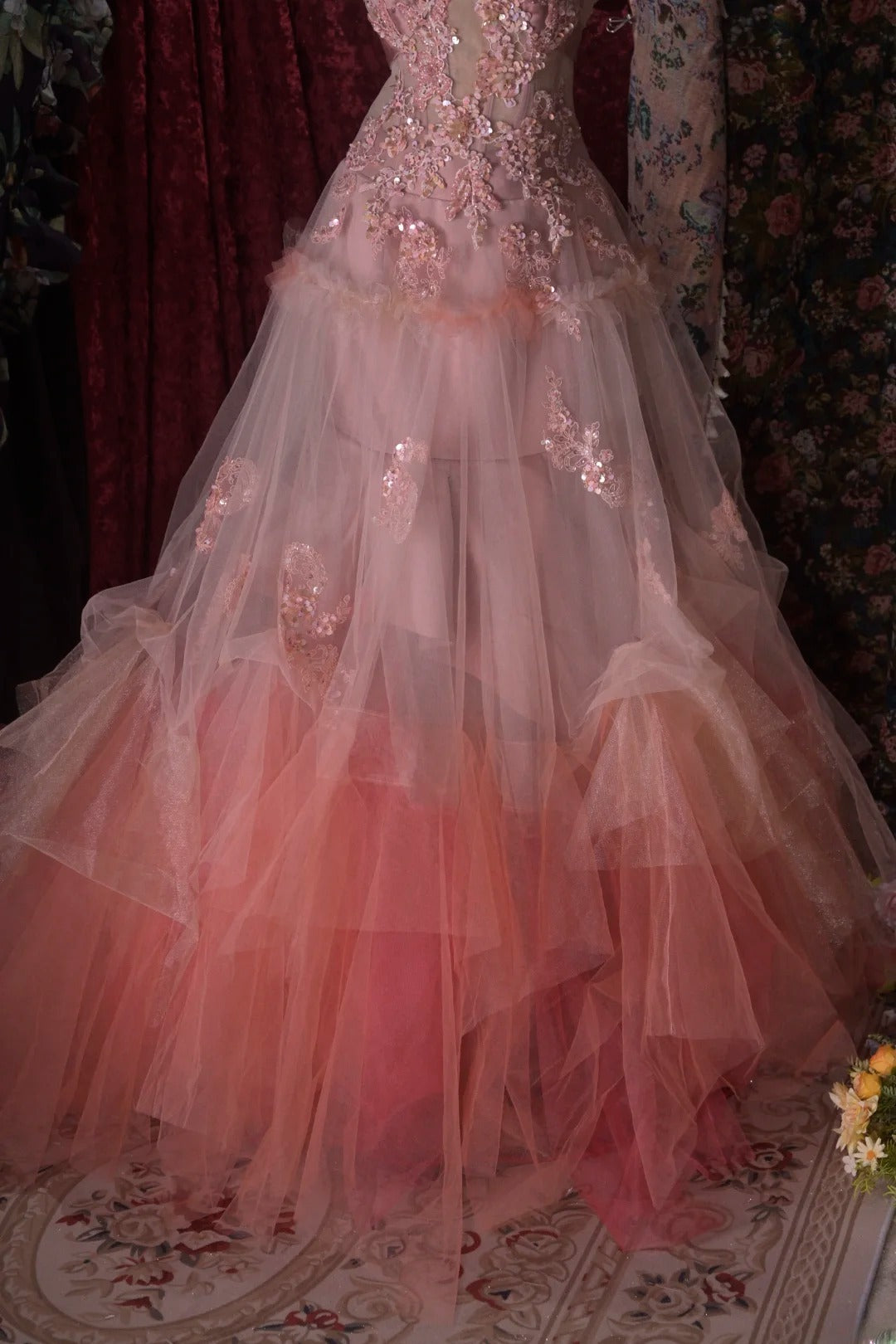 Charming Ball Gown Sweetheart Pink Tulle Quinceanera Dresses With Lace For Sweet 15 Anos Celebration Birthday Formal Gown RB8795
