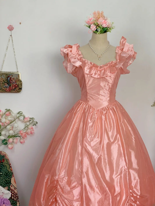 Simple Hoco Dress Ball Gown Square Neck Pink Tea Length Homecoming Party Dresses RB9665