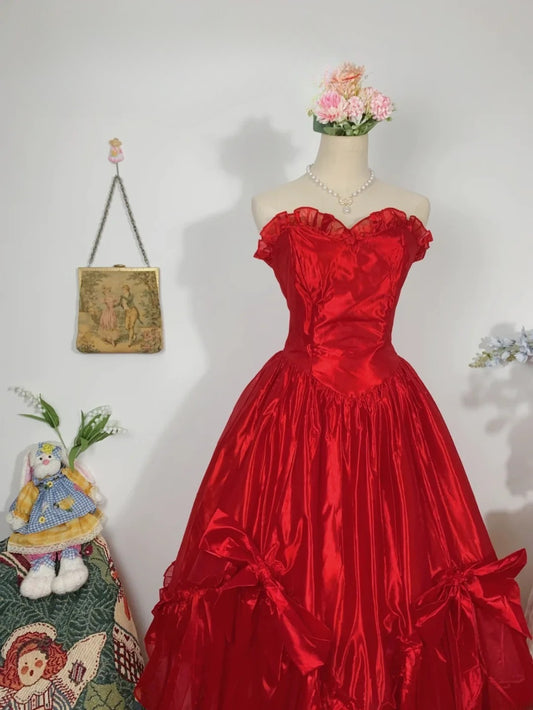 Simple Hoco Dress Ball Gown Sweetheart Red Mid Length Homecoming Party Dresses RB9673