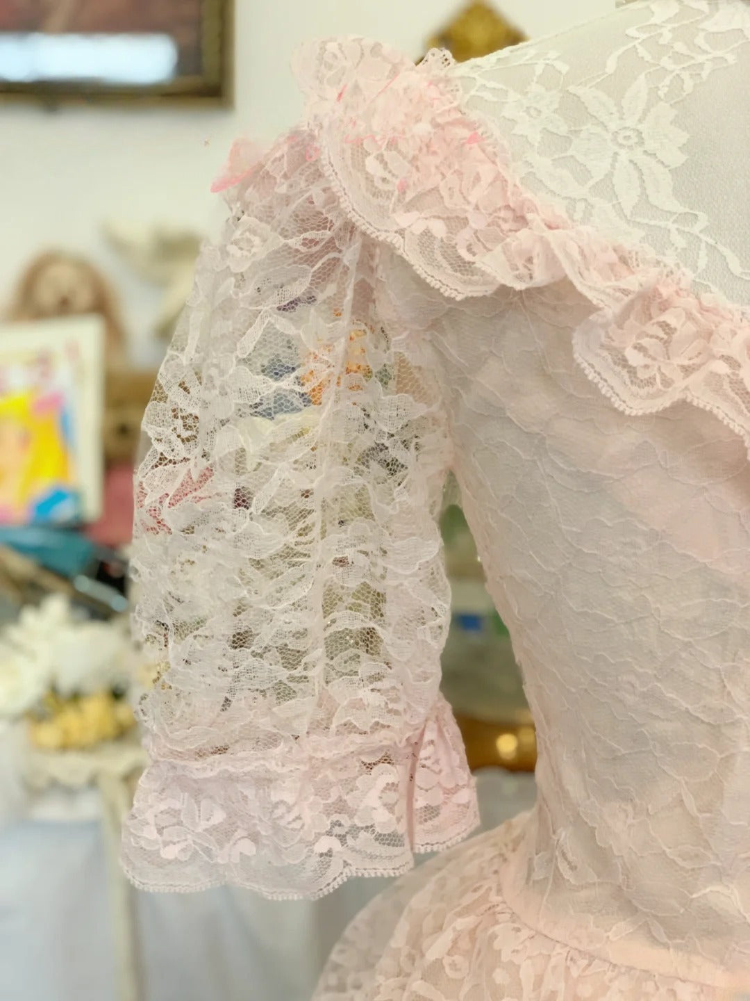 Pink Prom Dress Long A line Spaghetti Straps Lace Romantic Evening Gown for Prom RB9715