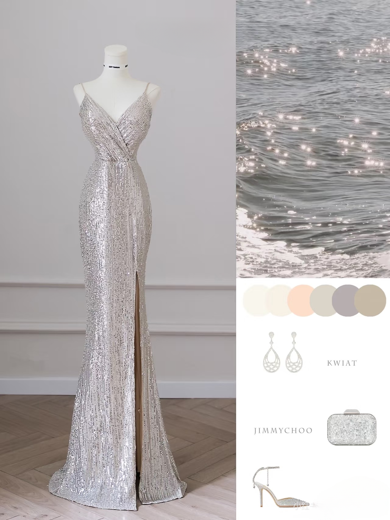 Classy Mermaid Spaghetti Straps Sequin Slit Long Prom Dresses Inspiration Trending Prom Gowns Prom Dress AU078