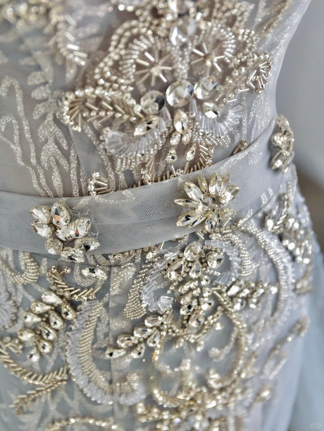 Glitter Mermaid Scoop Neck Sleeveless Silver Gray Beaded Prom Dresses Long Evening Party Formal Outfits RB6592
