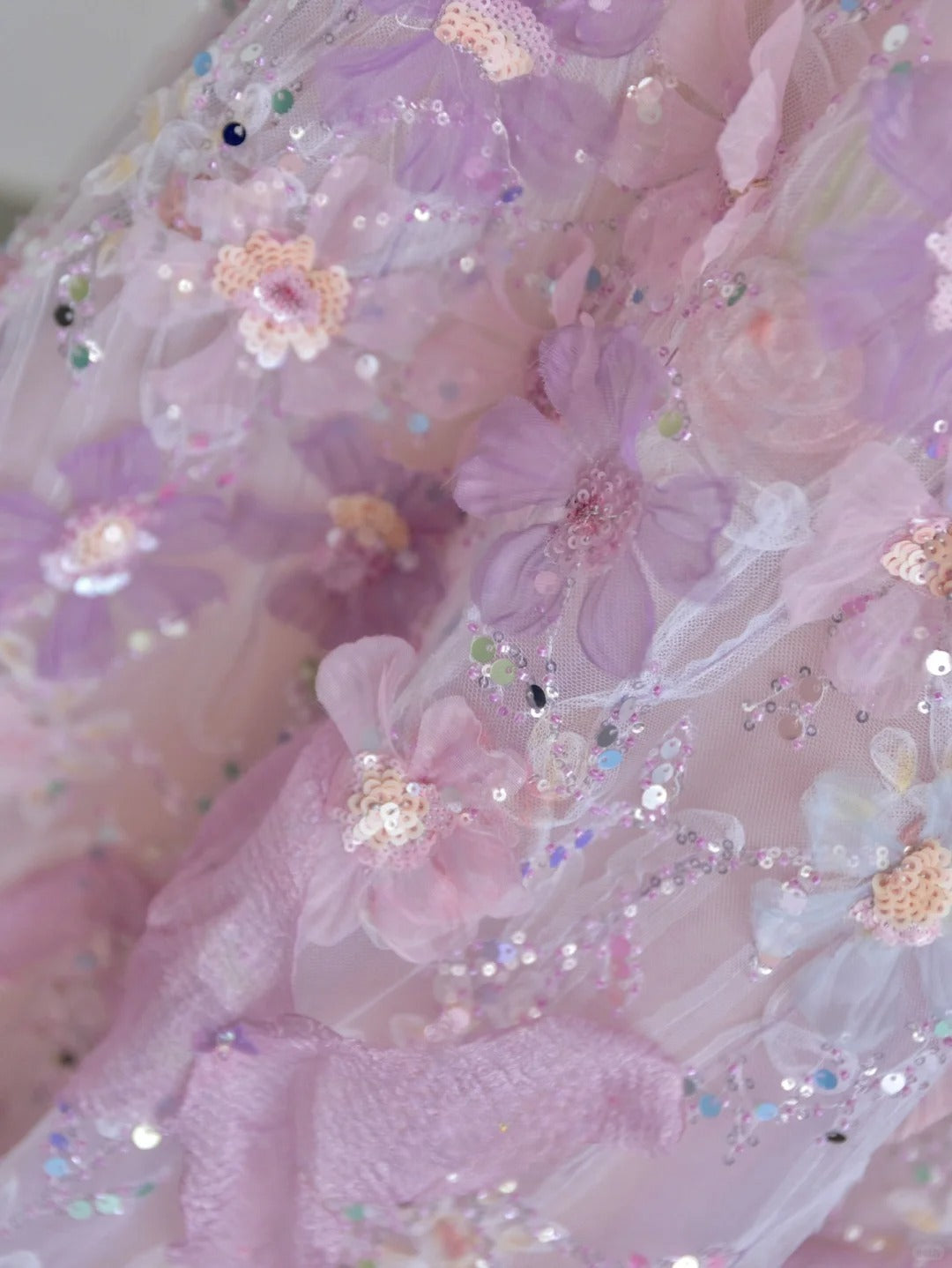 Pretty A line Square Neck Pink With Flowers Sequined Prom Dresses Long Evening Party Formal Outfits RB6598