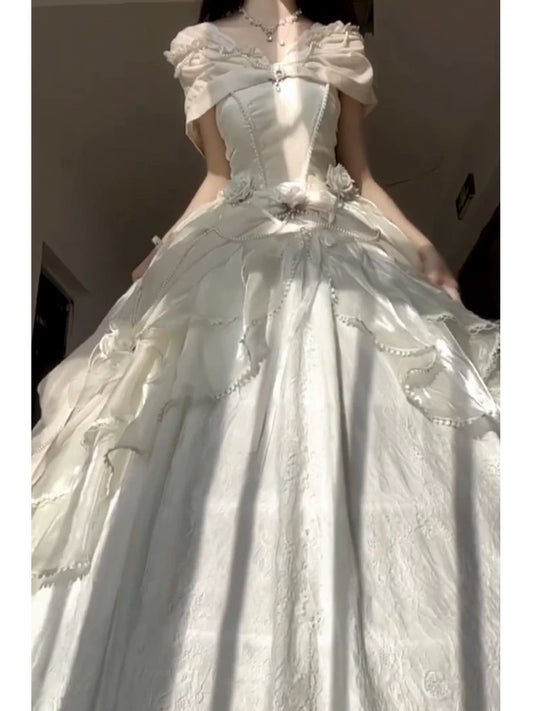 Modest Quinceanera Kleider Ballkleid Weg Von Der Schulter Weiß Geburtstag Kleider Vestidos De 15 Anos Formale Partei Lange Süße 16 Kleid AU167
