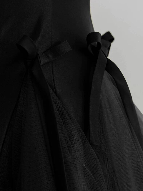 Classy Ball Gown Strapless Black Tulle Long Prom Dresses Party Dress 21st Birthday Outfits Graduation Dress AU279