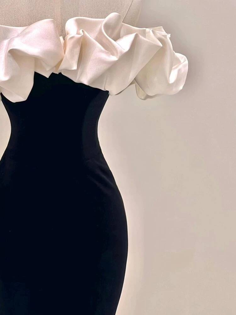 Beautiful Mermaid Off The Shoulder Satin Black Prom Dresses Inspiration Prom Dress Princess Graduation Dress AU294