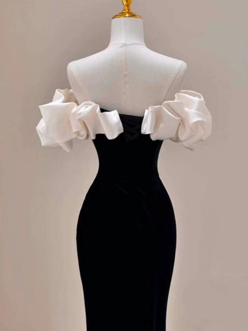 Beautiful Mermaid Off The Shoulder Satin Black Prom Dresses Inspiration Prom Dress Princess Graduation Dress AU294