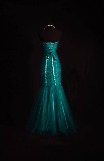 Retro Mermaid Sweetheart Green Tulle Beads Long Prom Dresses Party Dress Graduation Outfits For Women AU577