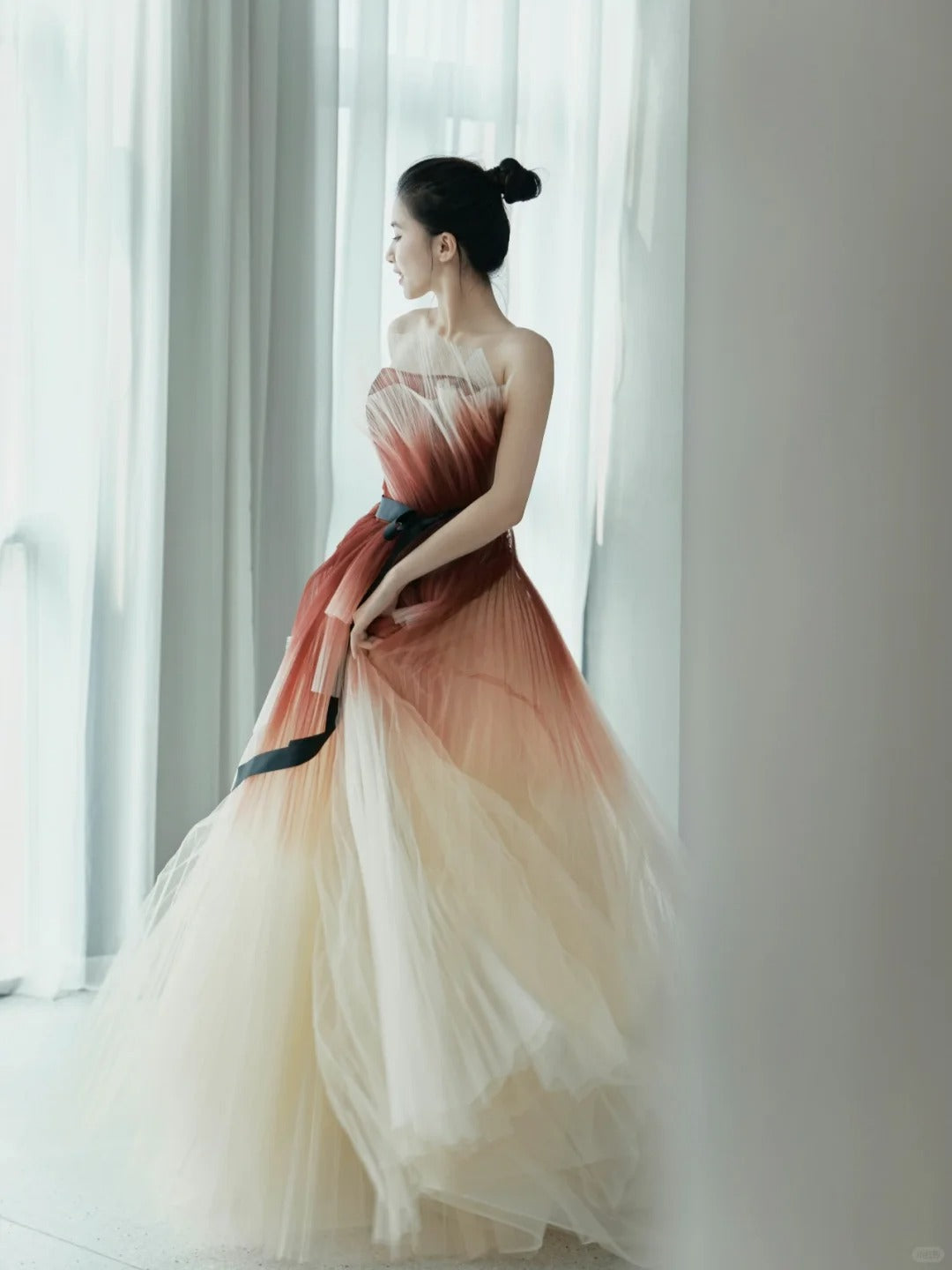 Romantic Ball Gown Strapless Tulle Prom Dresses Long Party Dress 21st Birthday Outfit Graduation Dress AU855
