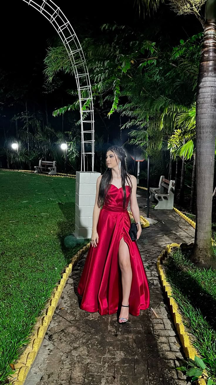 Elegant Ball Gown Sweetheart Sleeveless Red Floor Length Prom Dress Inspiration Ideas Prom Inspo Dresses Graduation Dress B516