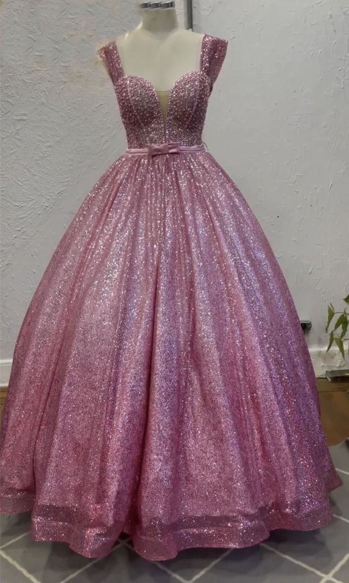 Modest Quinceanera Dresses Ball Gown Sweetheart Pink Sequin Birthday Gowns Vestidos De 15 Anos Formal Party Long Sweet 16 Dress B600